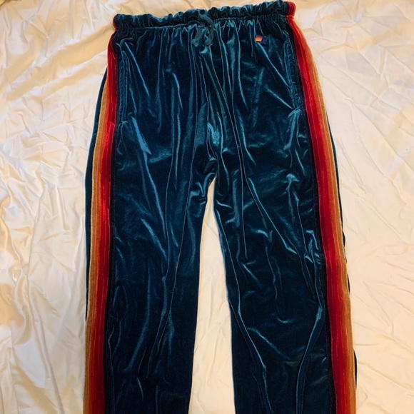*SOLD* Aviator Nation Velvet Sweatpants Teal L - Picture 2 of 8